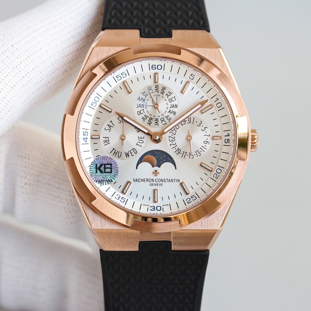 Fake Vacheron Constantin Replica Watches Overseas perpetual calendar ultra-thin Boutique Exclusive 41.5 MM PINK GOLD 4300V/220R-B509(1:1 replica) - Top club