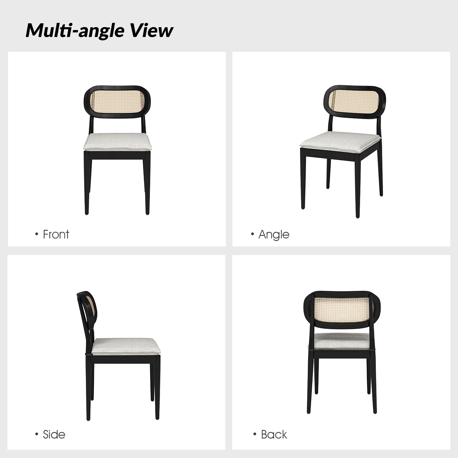 Rattan Dining Chairs Set of 2 Wooden Armchairs Removable Cushion Home Kitchen Restaurant Acorn - Image 15