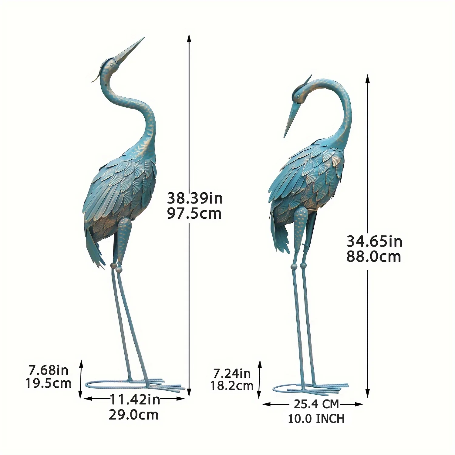 35-40 Inch Standing Garden Crane Statues for Outdoor Set of 2 Metal Birds Garden Sculptures Yard Art for Home Backyard Patio Lawn Decoration
