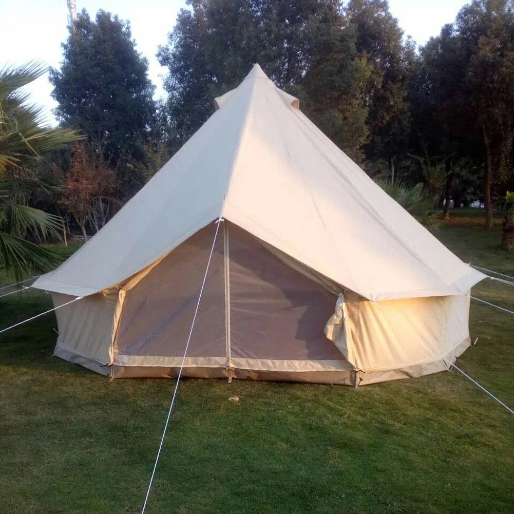 Outdoor Waterproof Family Camping Cotton Canvas Bell Tent Luxury Glamping Yurt Diameter 4M (13.1FT) - Image 9