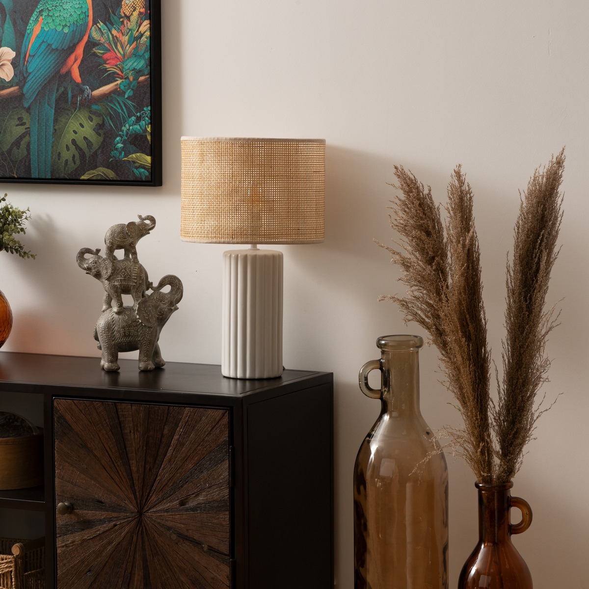 Ceramic lamp "Tylia" White, H.47 cm