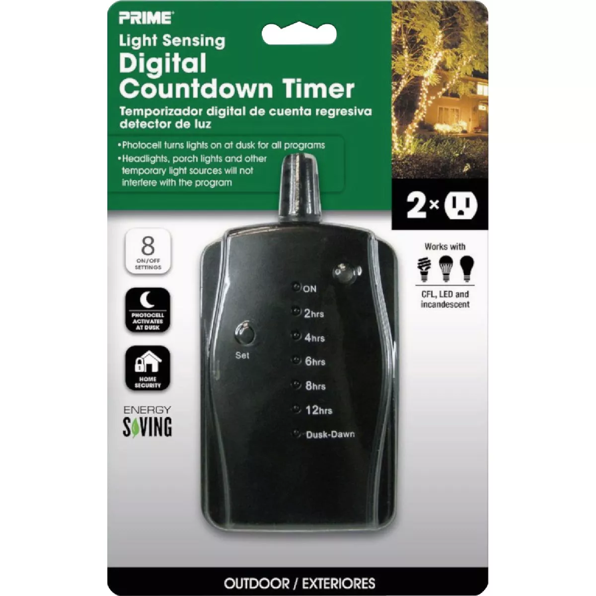 Prime 15A 125V 1875W Black LED Outdoor Countdown Timer