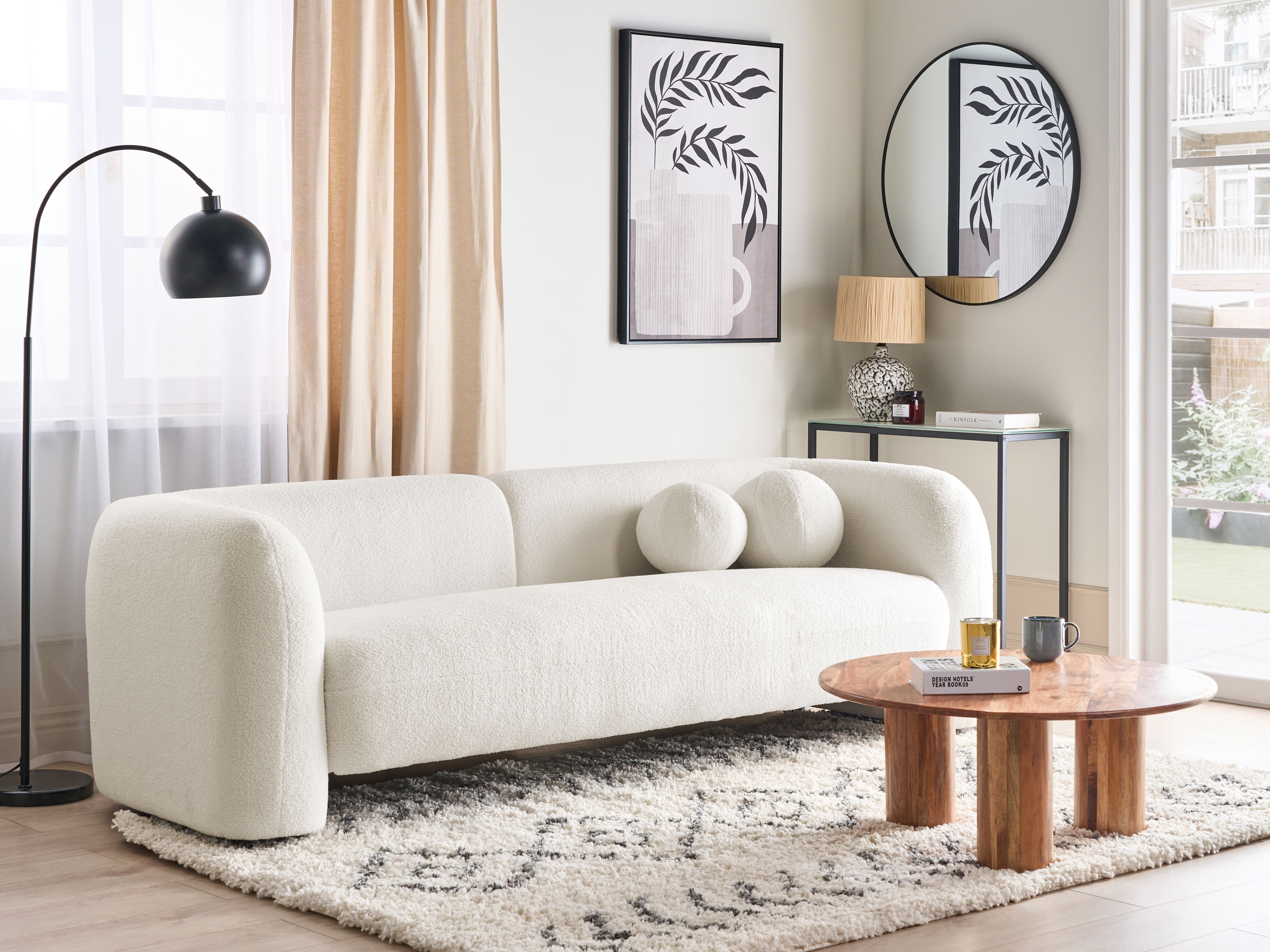 Sofa 3 Seater LEIREN Boucle White