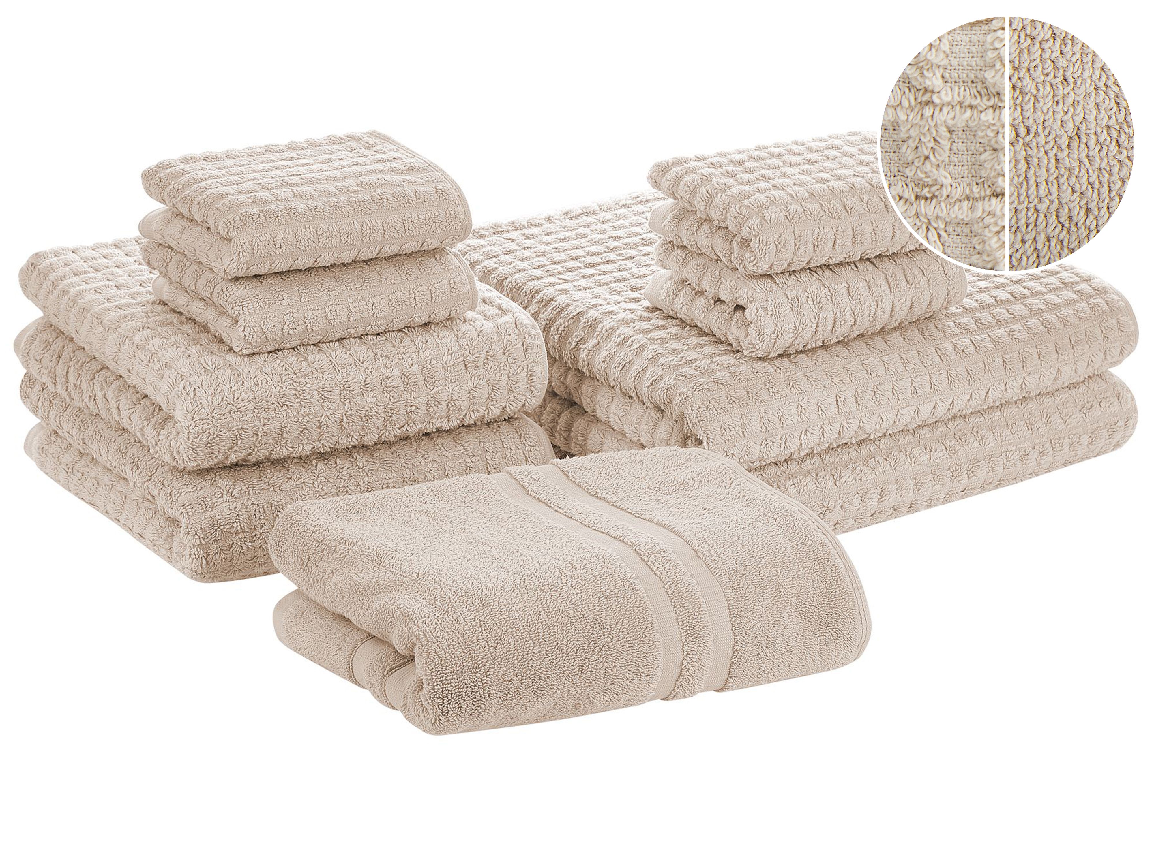 Set of 9 Towels ATAI Cotton Beige