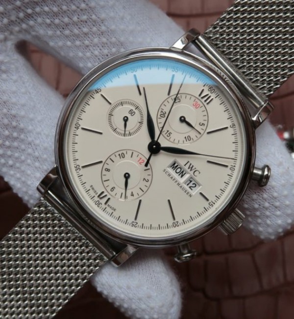 Replica IWC V6 Portofino IW391011 Chronograph White Dial - Elite Watch Atelier