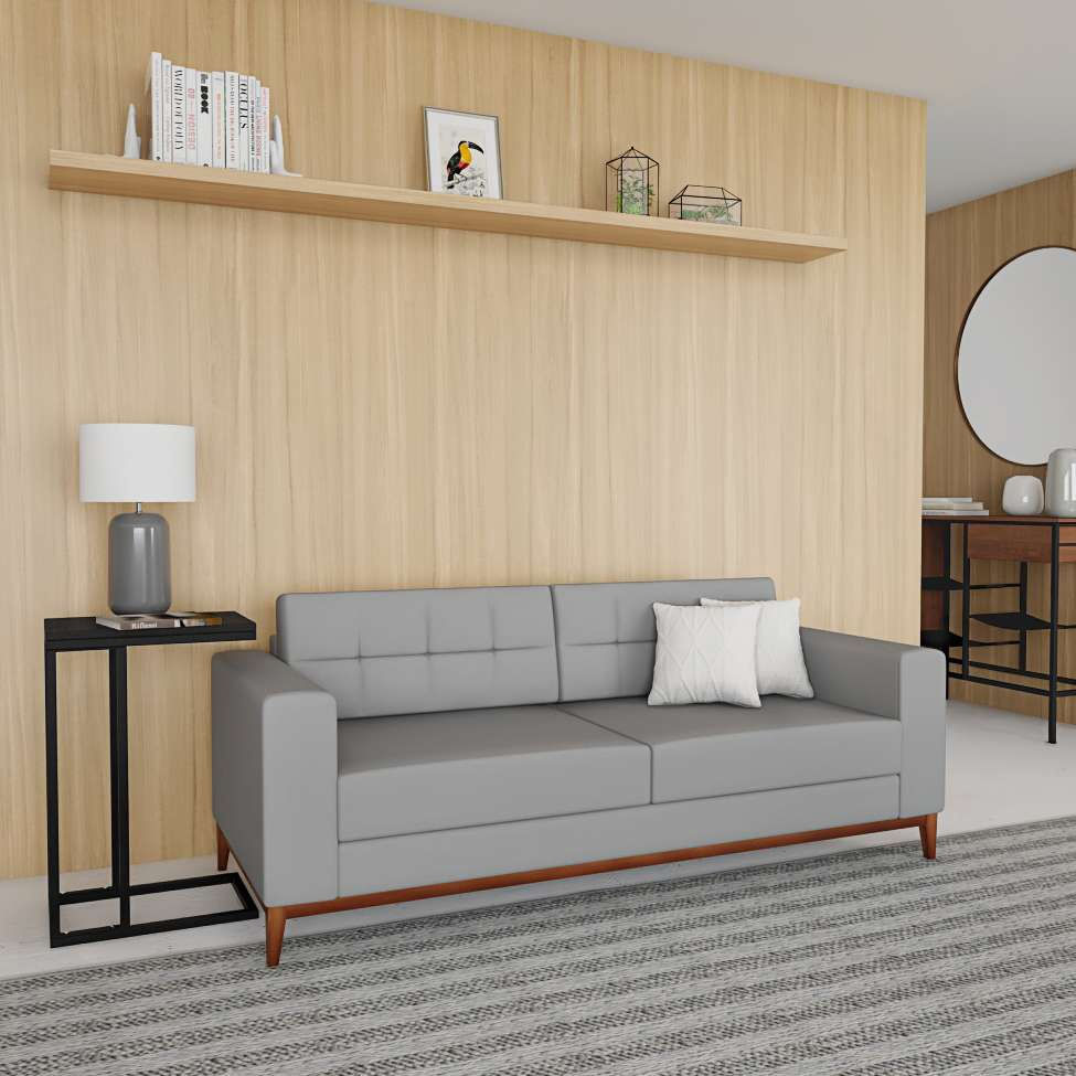 Sofá 3 Lugares Live Pés e Base em Madeira Linho Cotton Cinza 180 cm em Promoção | Ofertas na Americanas