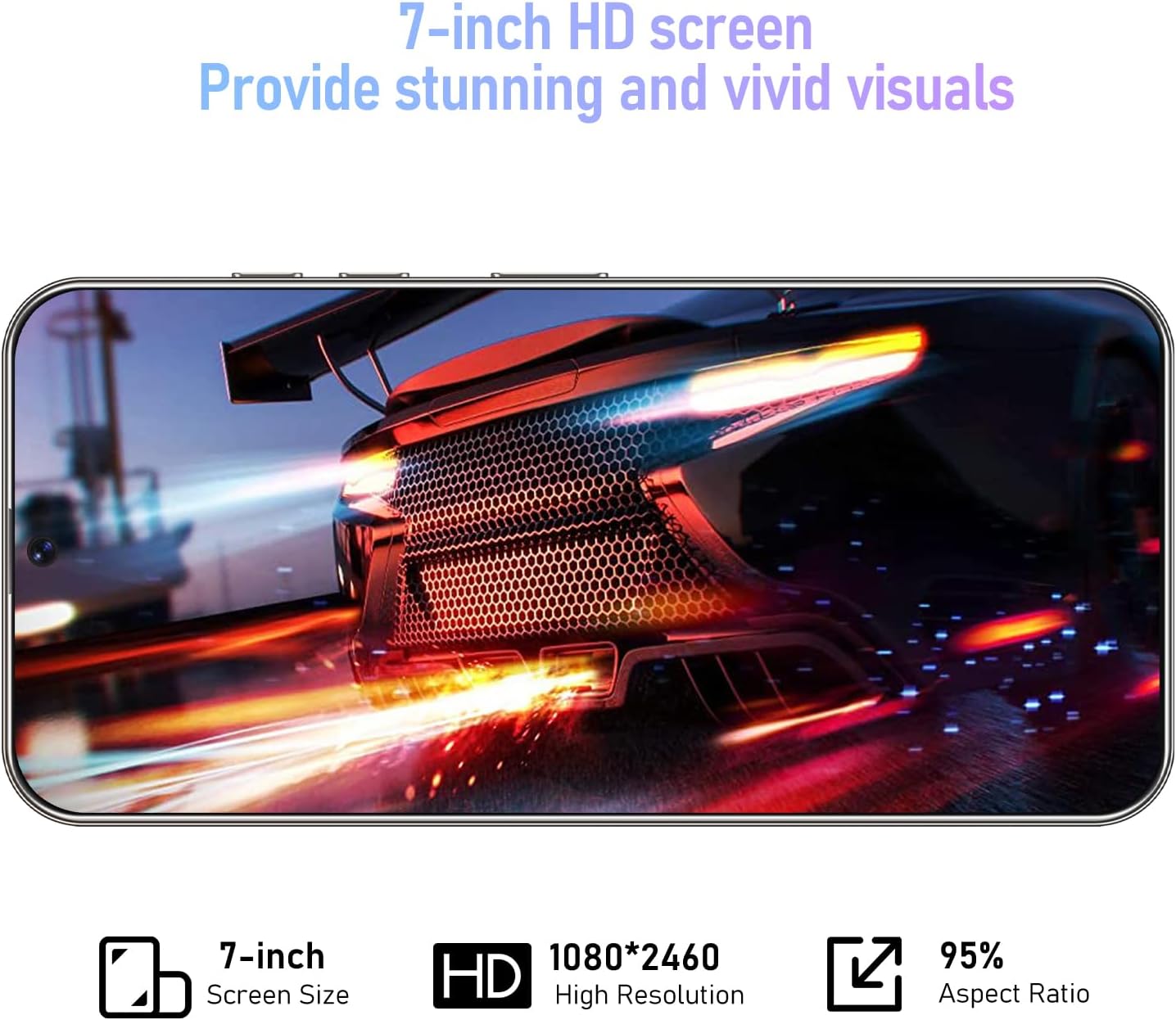 I24 Ultra Unlocked Phone 8GB+256GB Android Cell Phone 7 inch HD Screen Mobile Phone 108MP+48MP Camera 6800 mAh Extra Large Battery 5G Dual SIM (Titanium Black)