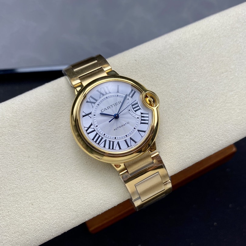 Fake Cartier Watch Ballon Bleu de Cartier Yellow Gold 36mm Silver Dial WGBB0046 mechanical movement(1:1 replica) - Top club