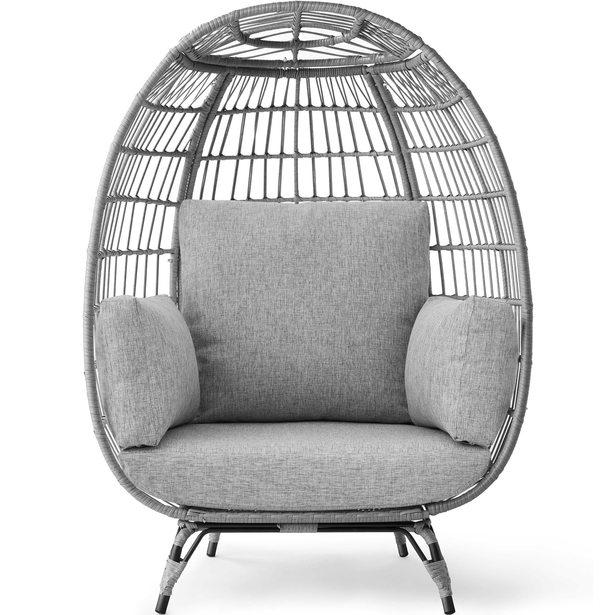 Best Choice Products Wicker Egg Chair Oversized Indoor Outdoor Patio Lounger w/ Steel Frame, 440lb Capacity - Black - Image 19