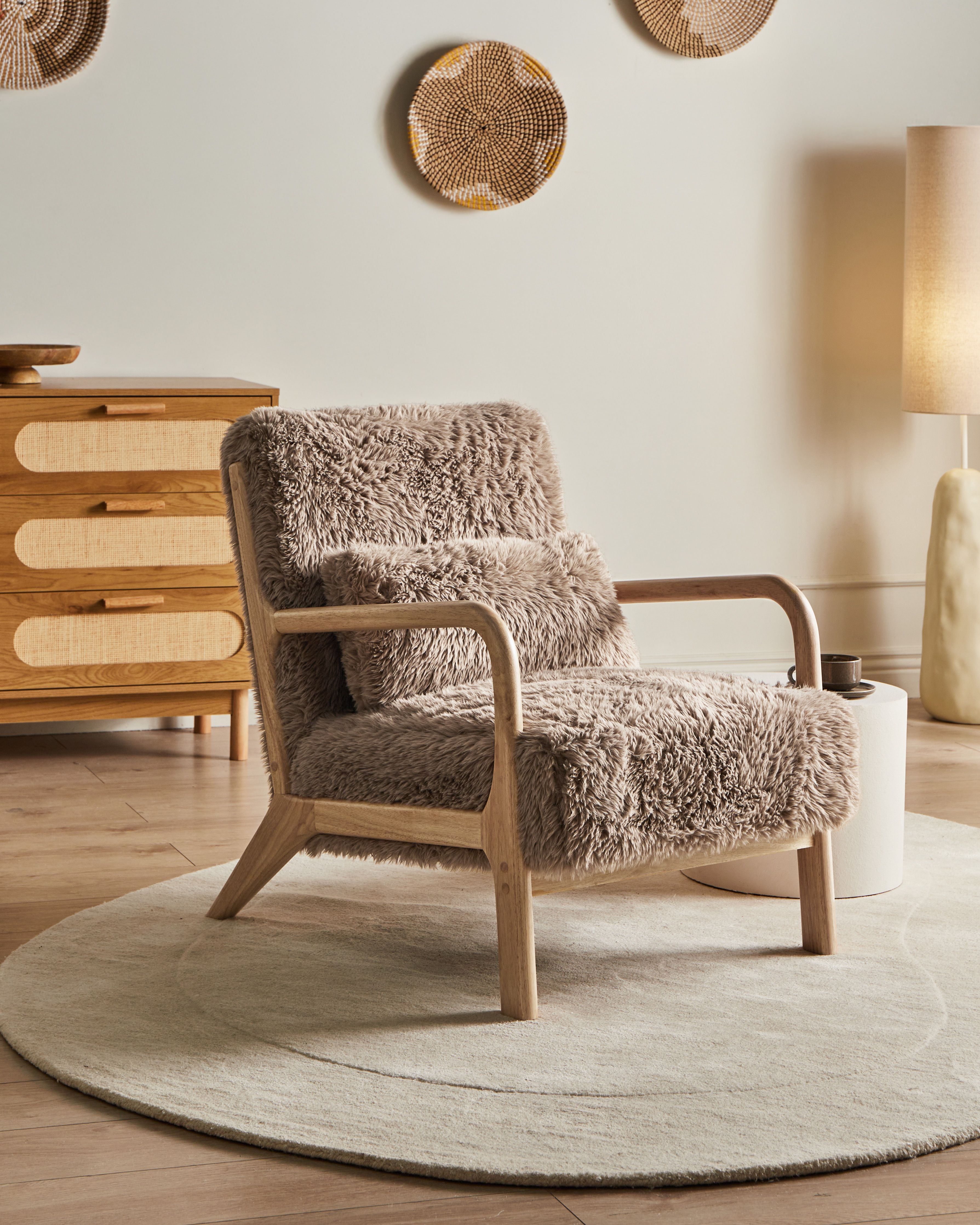 Armchair SKOVDE Faux Fur Taupe