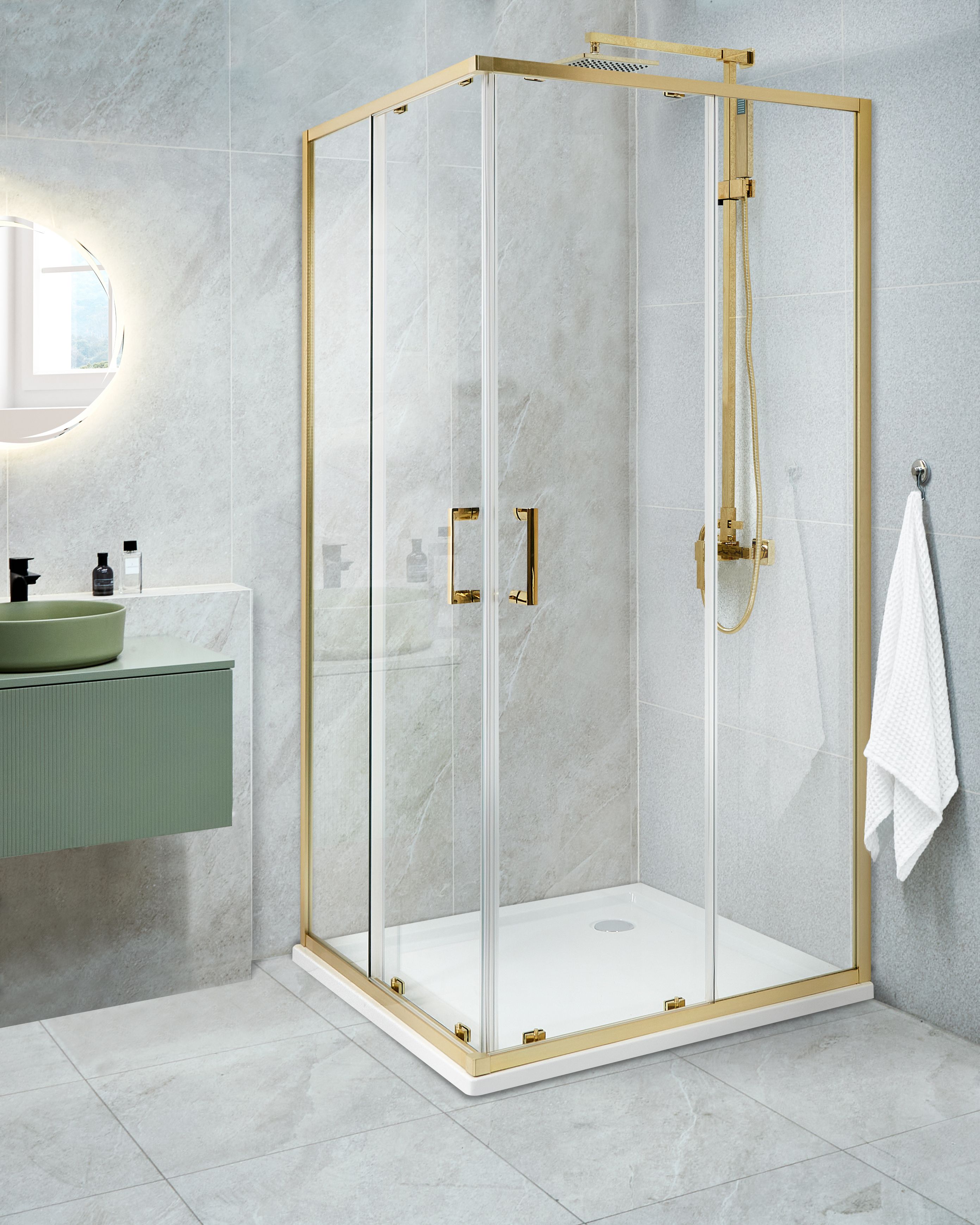 Shower Enclosure TELA 900 x 900 x 1850 mm Gold