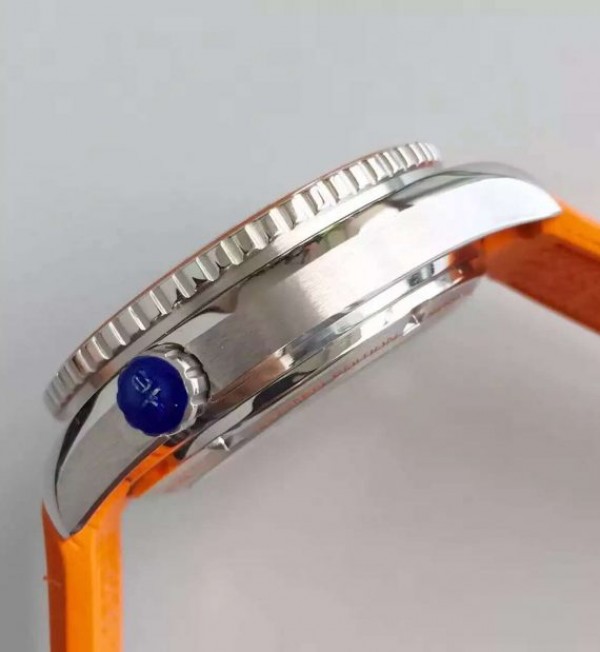 Replica Omega Planet Ocean SS GMT Gray Dial Orange Bezel Rubber Strap A8615 - Top club
