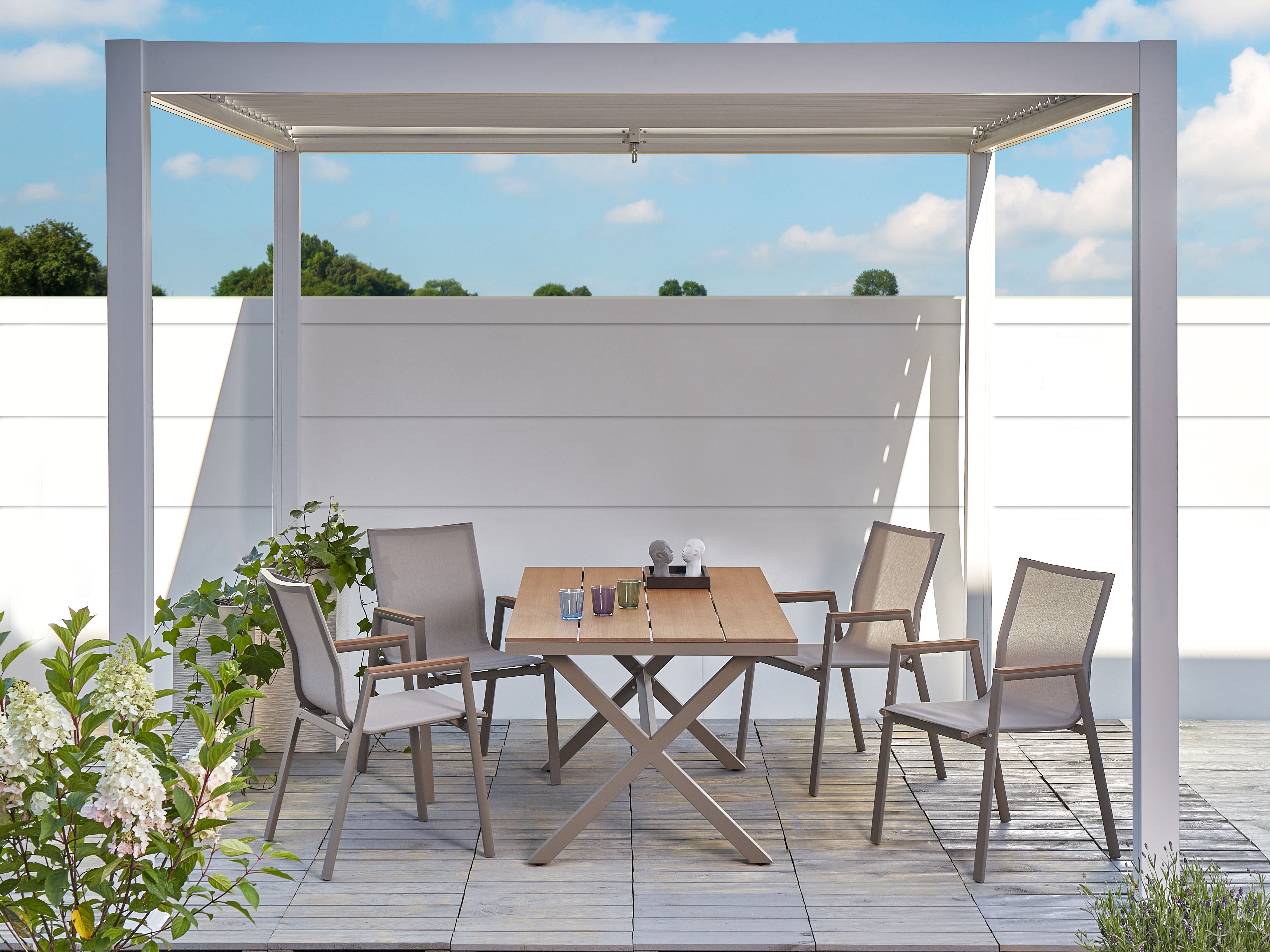 Garden Dining Table TIANO 160 cm 90 cm Metal Taupe