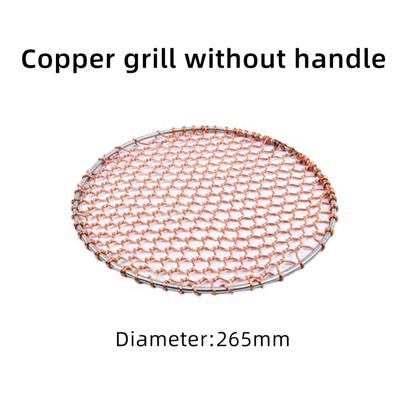Indoor Restaurant Korean Round Copper Wire BBQ Grill Mesh With Handle
