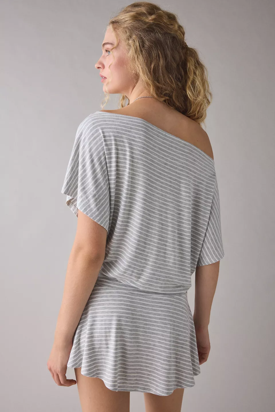 UO Total Eclipse Draped Jersey Knit Off-The-Shoulder Mini Dress