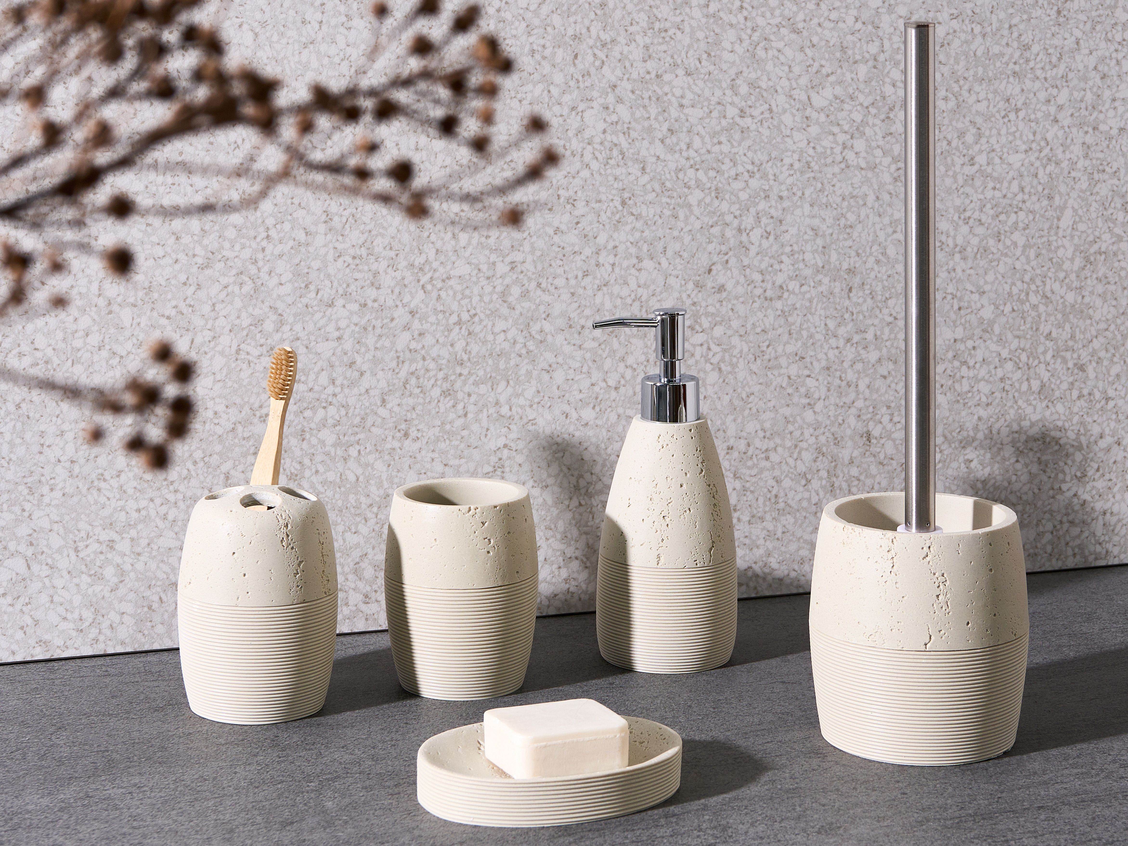5-Piece Bathroom Accessories Set YARAPA Light Beige