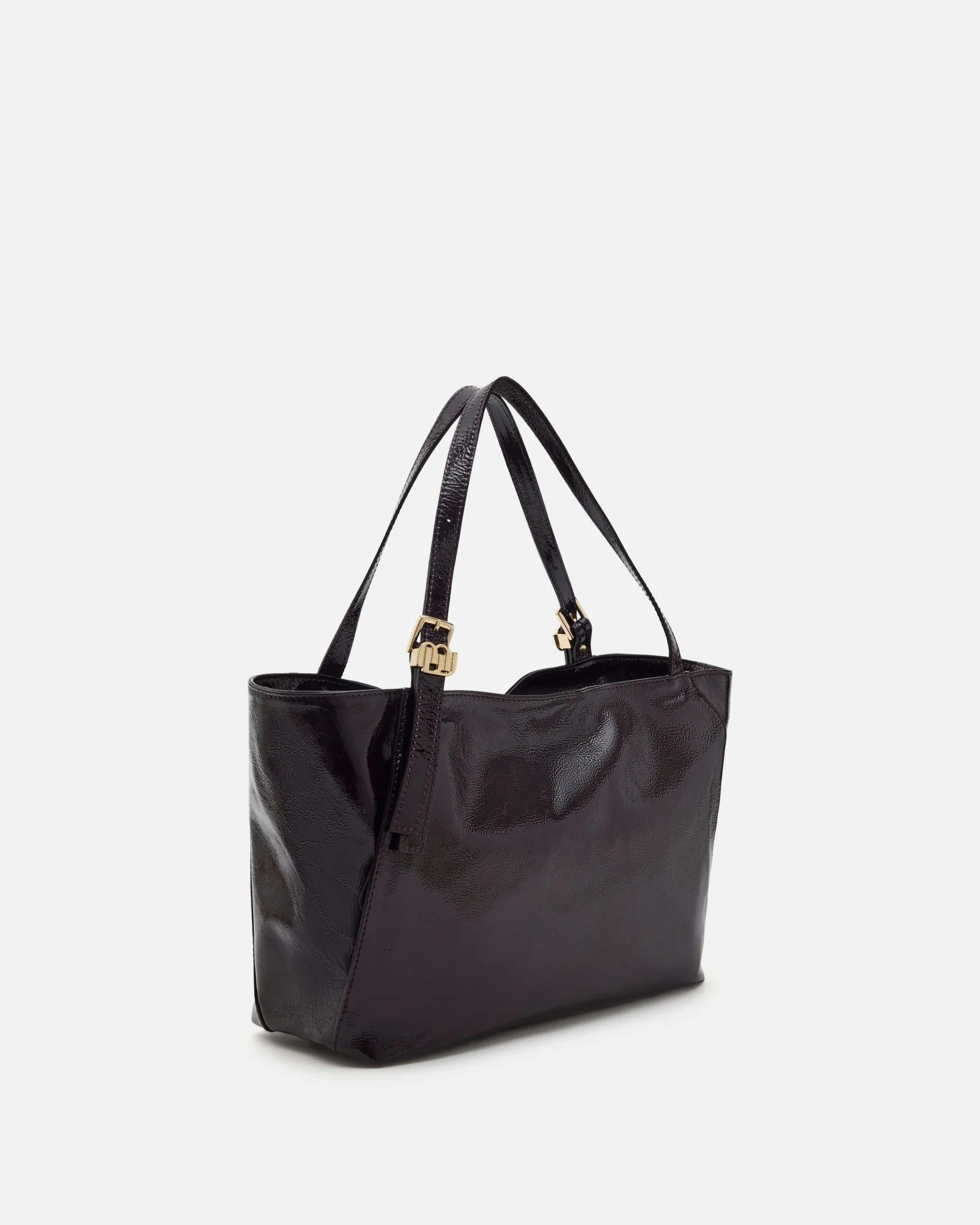 SAC SOLENE/CRK - Cabas en cuir craquelé pourpre