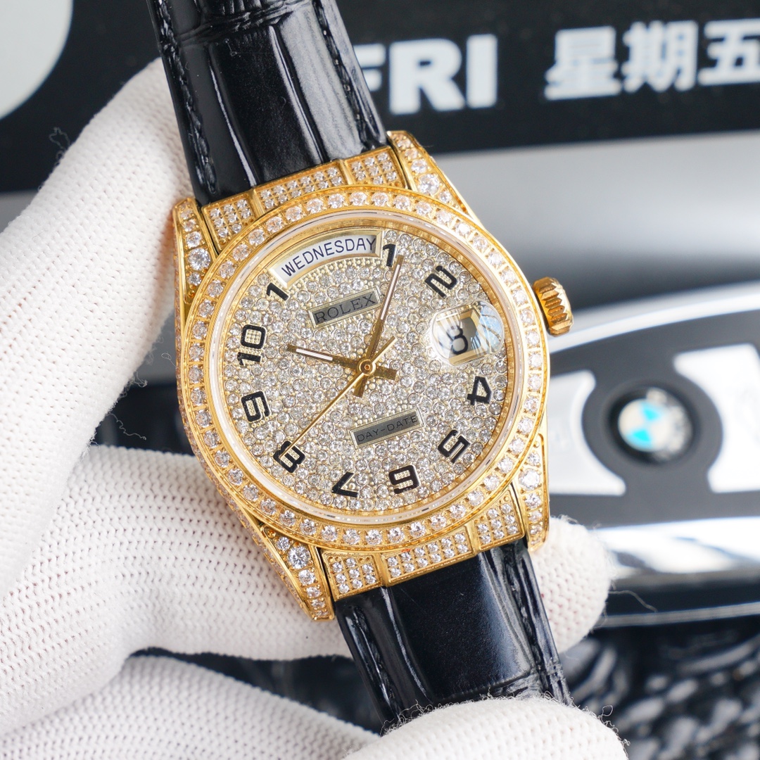 Rolex new full-diamond logotype - full diamonds with classic lettering - official size 36mm(1:1 replica) - Elite Watch Atelier