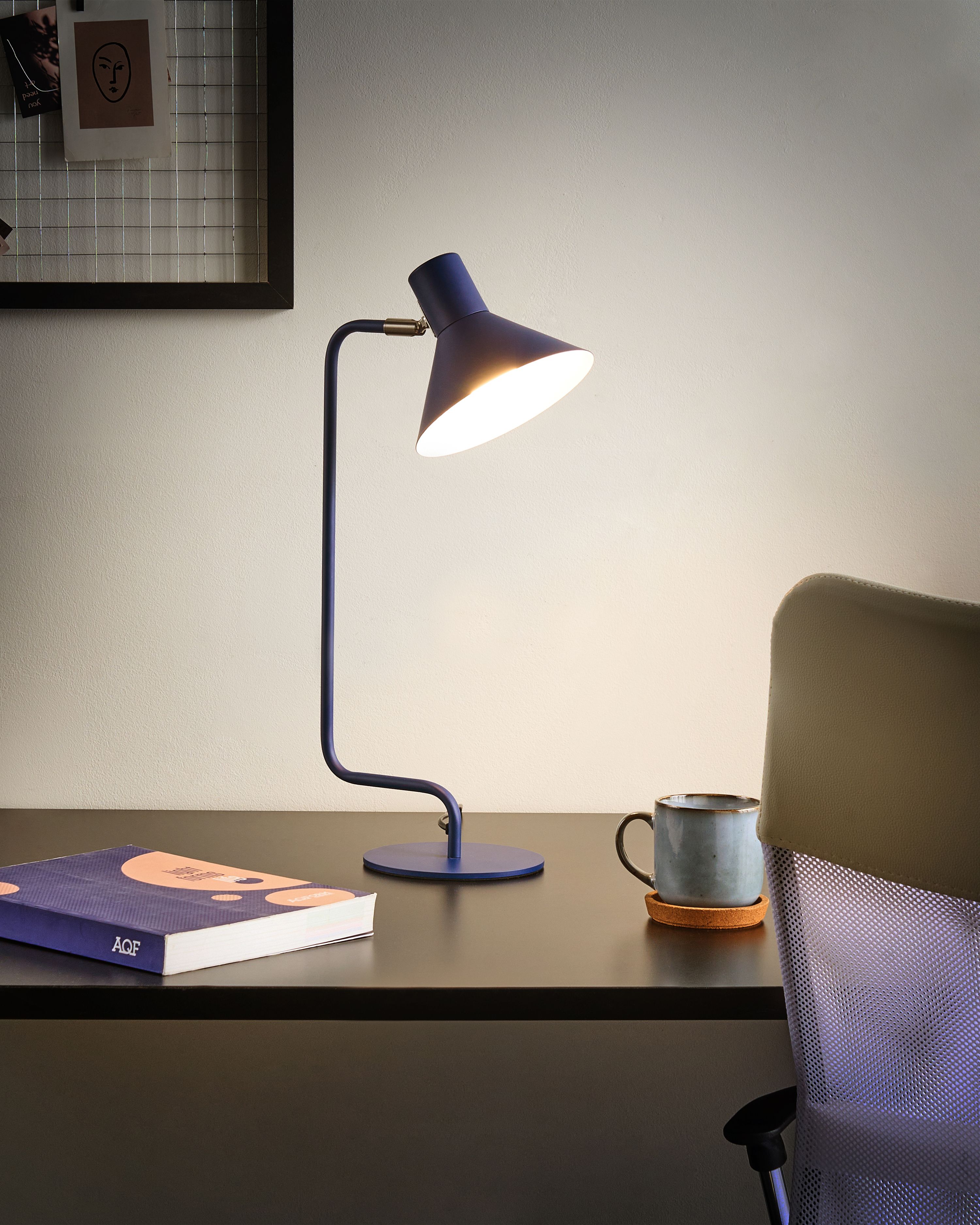Wireless Table Lamp RIMAVA Adjustable Metal Blue