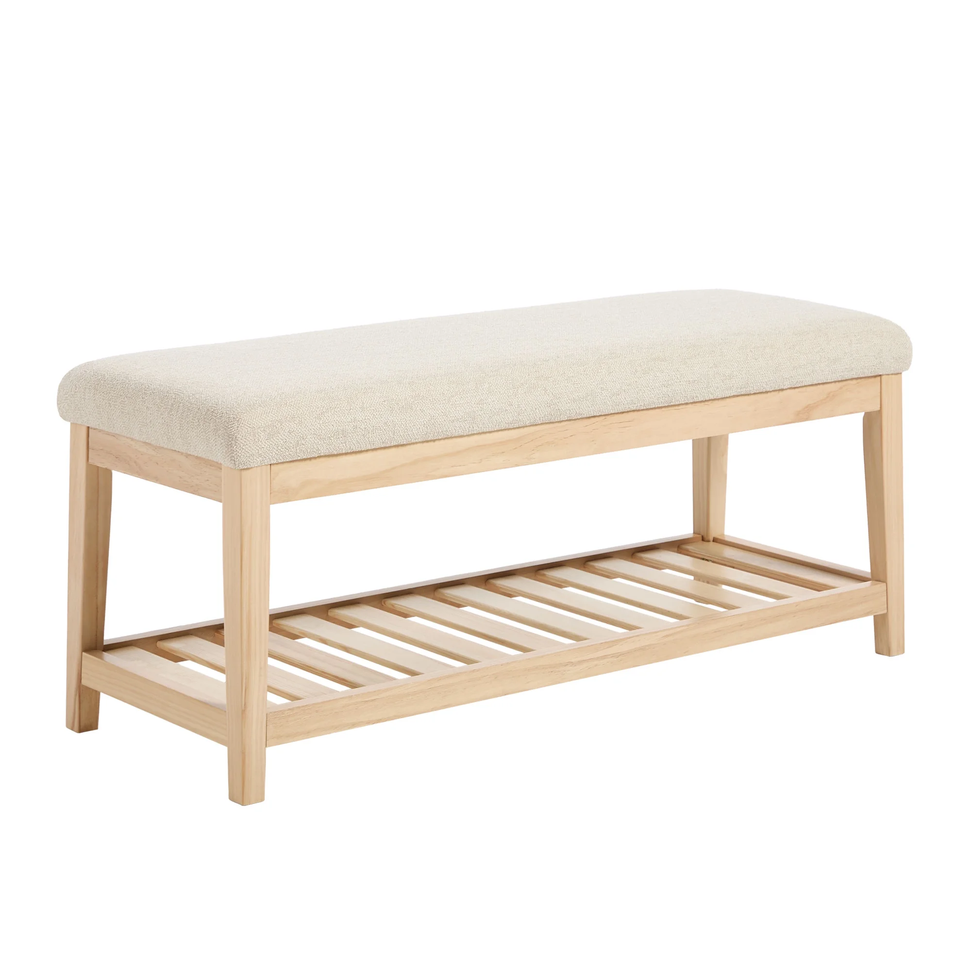 Zesthouse 42.9�?Shoe Bench with Storage, Entryway Bench for Living Room, Bedroom and Hallway, Linen Fabric Upholstered Bench with Solid Wood Shelf, Gray - Image 20