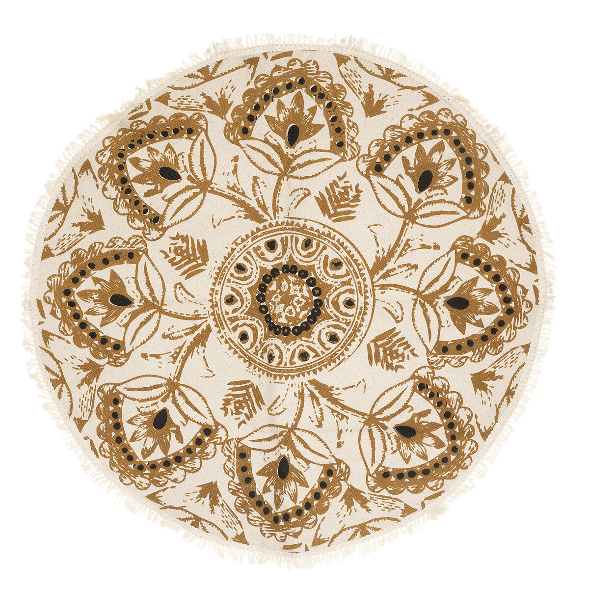 Printed round rug Cotton, D.90 cm