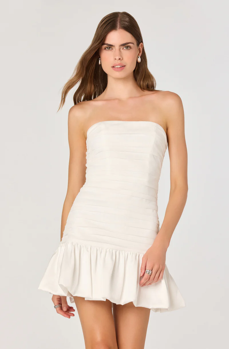 Bubble hem ruched mini dress