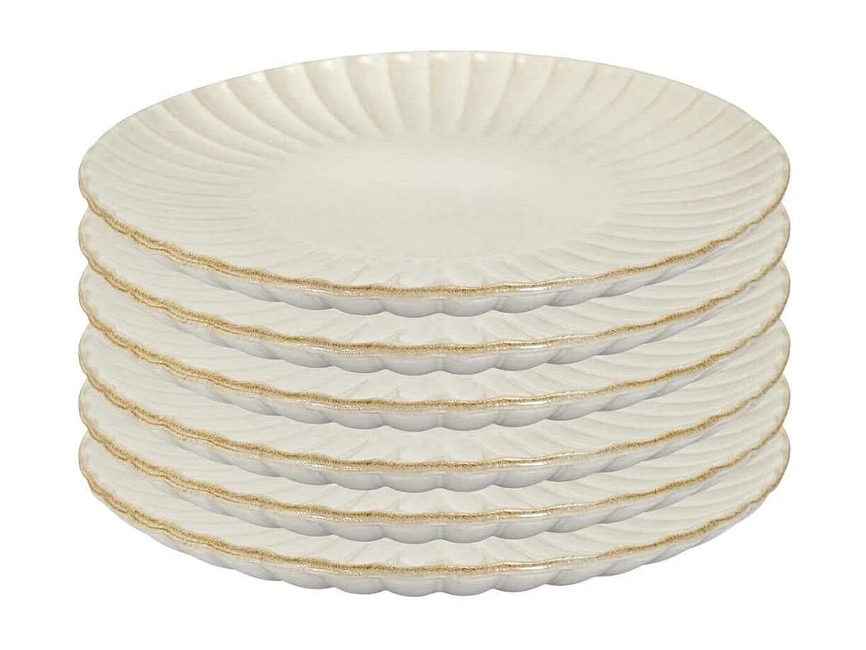 Set de 6 assiettes de présentation beiges en céramique (Ø32 cm) - SHELLY