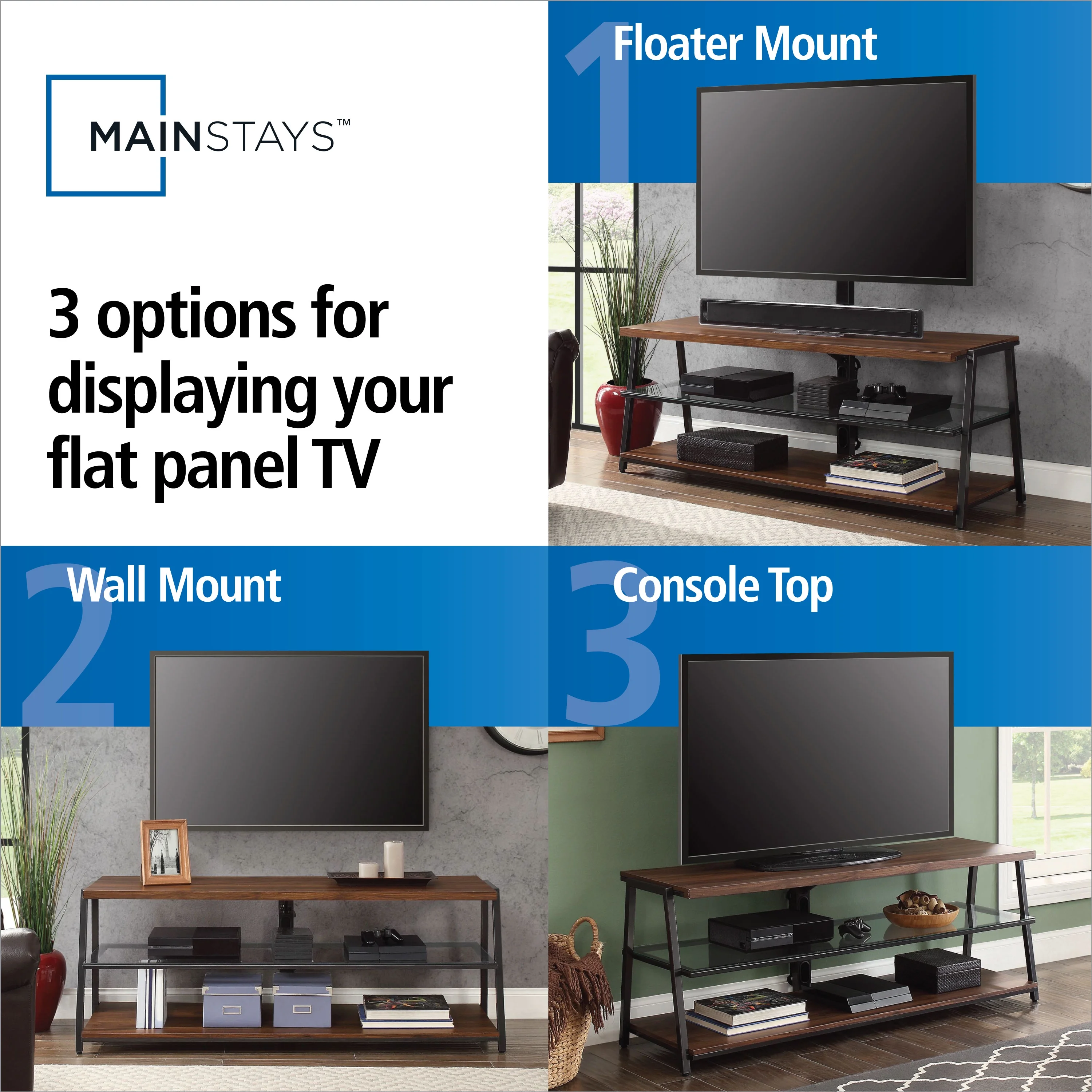 Mainstays Arris 3-in-1 TV Stand for TVs up to 70