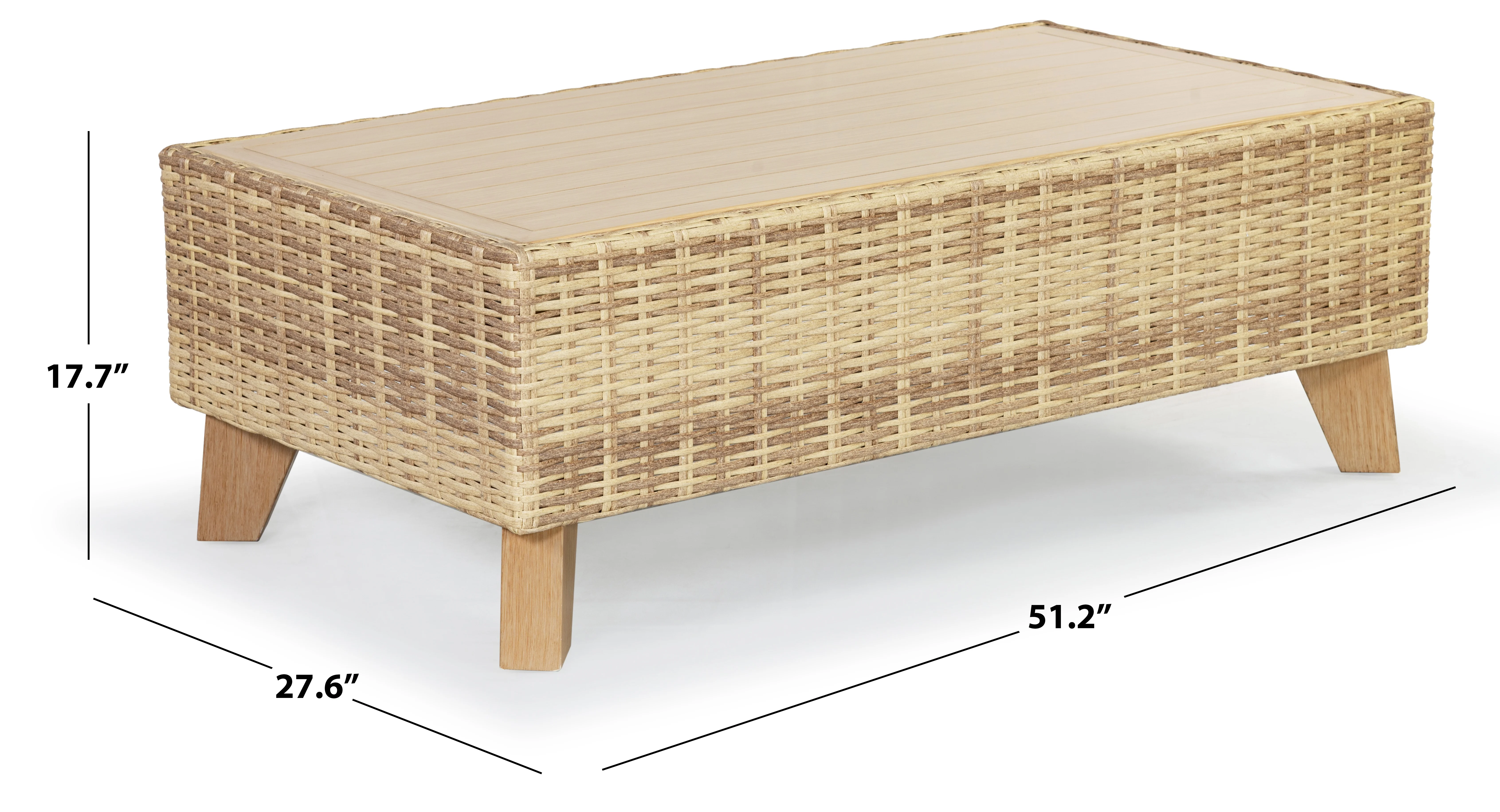 SAFAVIEH Couture Margarita Outdoor Patio Wicker Coffee Table, Natural