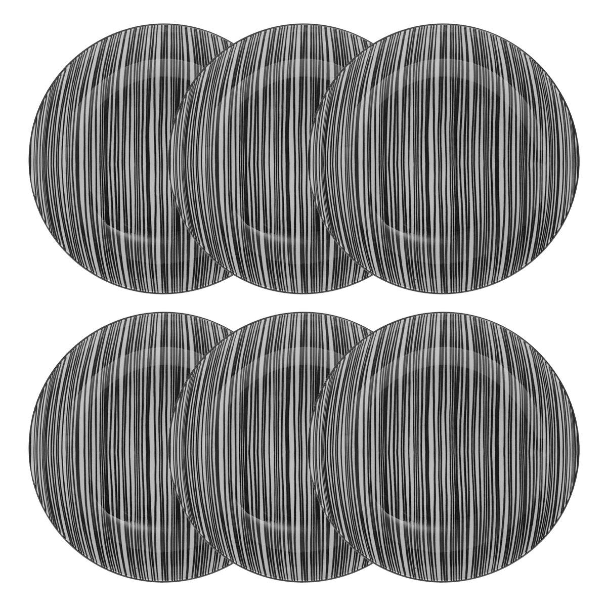 Set of 6 deep plates "Bohemia" D.20 cm, Black & White