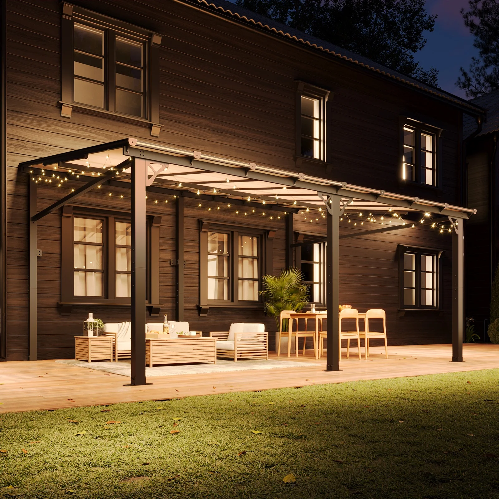 Aoxun 8' x 5' Gazebo for Patio, Gazebo Pergola with Sloped Roof, Grill Gazebo Large Wall-Mounted Heavy Duty Awnings, for Backyard, Deck, Patio - Image 32