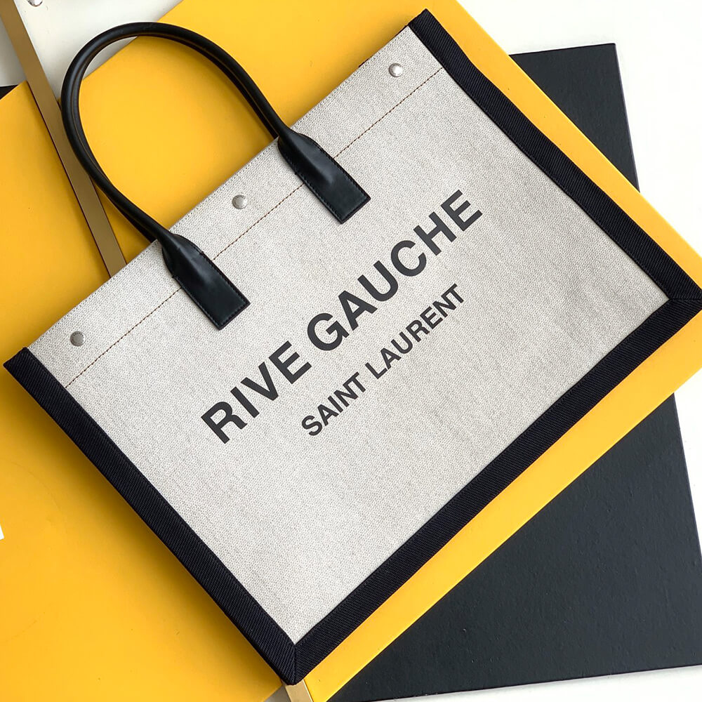 YSL RIVE GAUCHE LARGE TOTE BAG IN PRINTED CANVAS AND LEATHER1:1High-quality replica