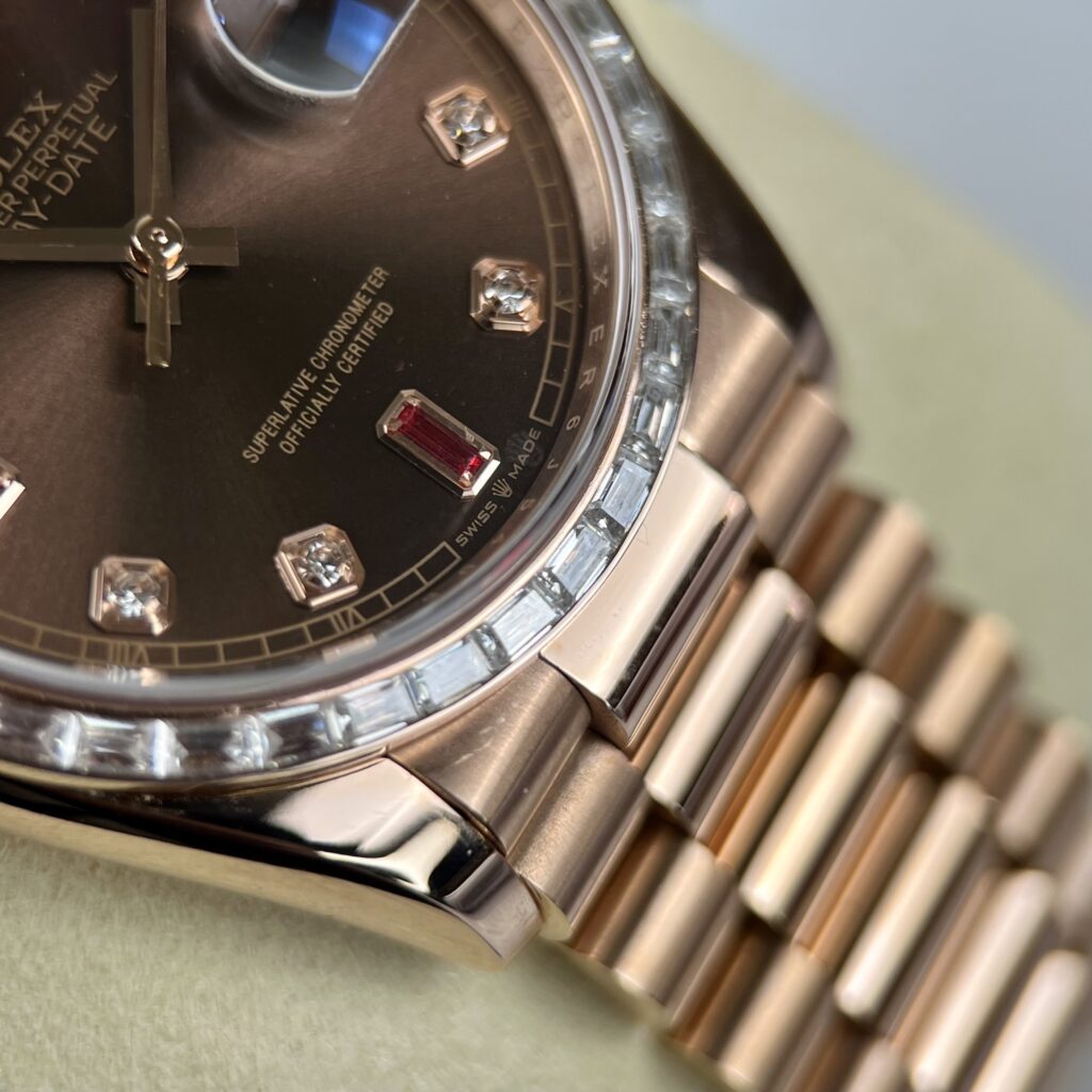 Rolex Day-Date Best Replica Watch Gold Wrapped + Diamonds Moissanite Baguette 36mm - Top club