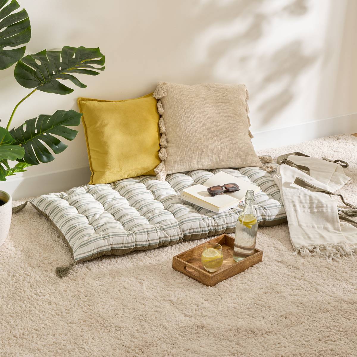 Floor Cushion "Groove" Green, 120x60 cm