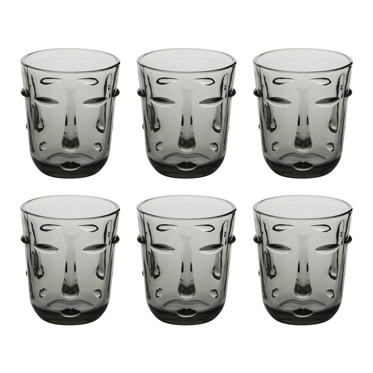 Set of 6 low tumblers "Visage" Glass, 300 ml, Transparent