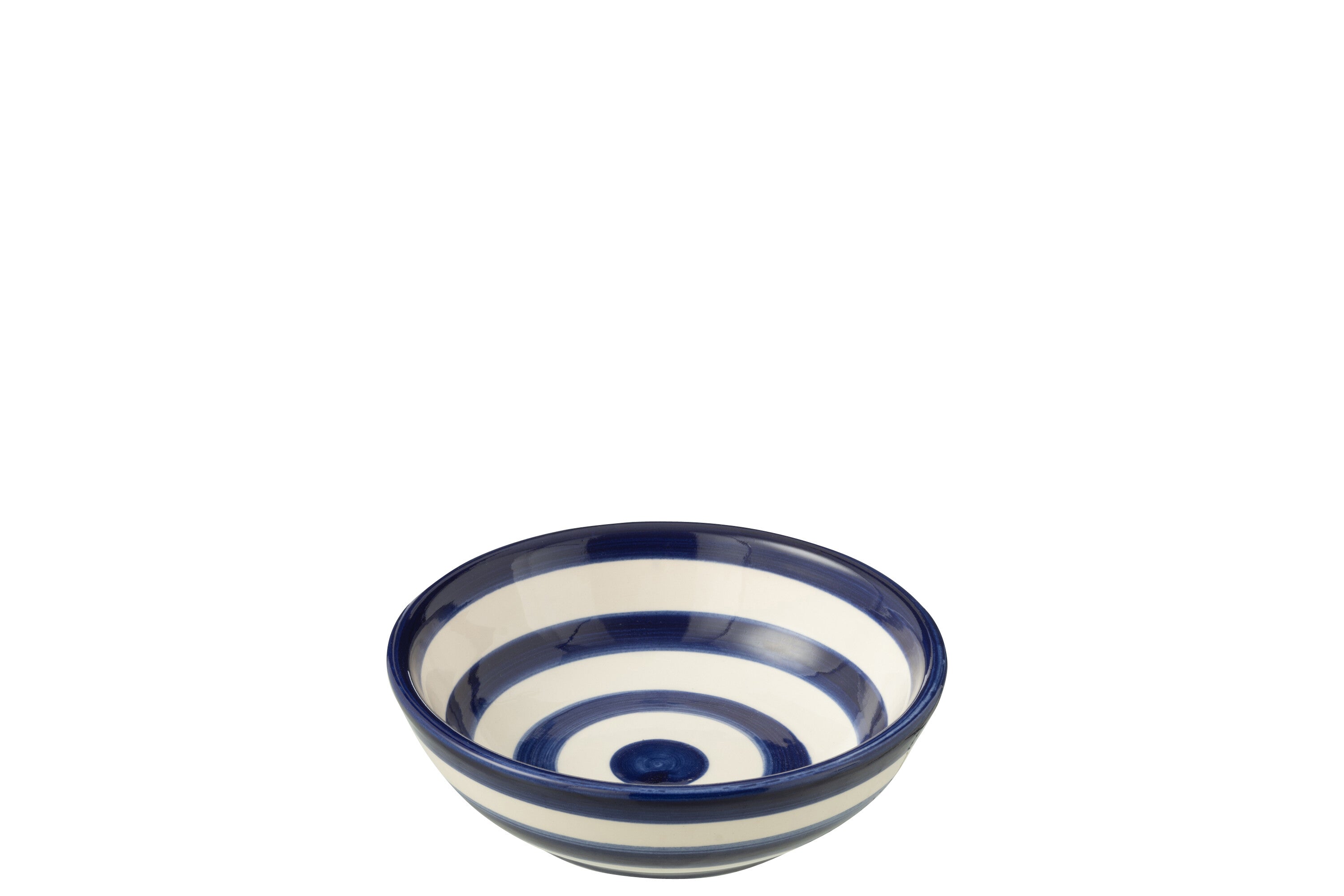 J-Line kom Granada Stripes Low - keramiek - wit blauw - smal