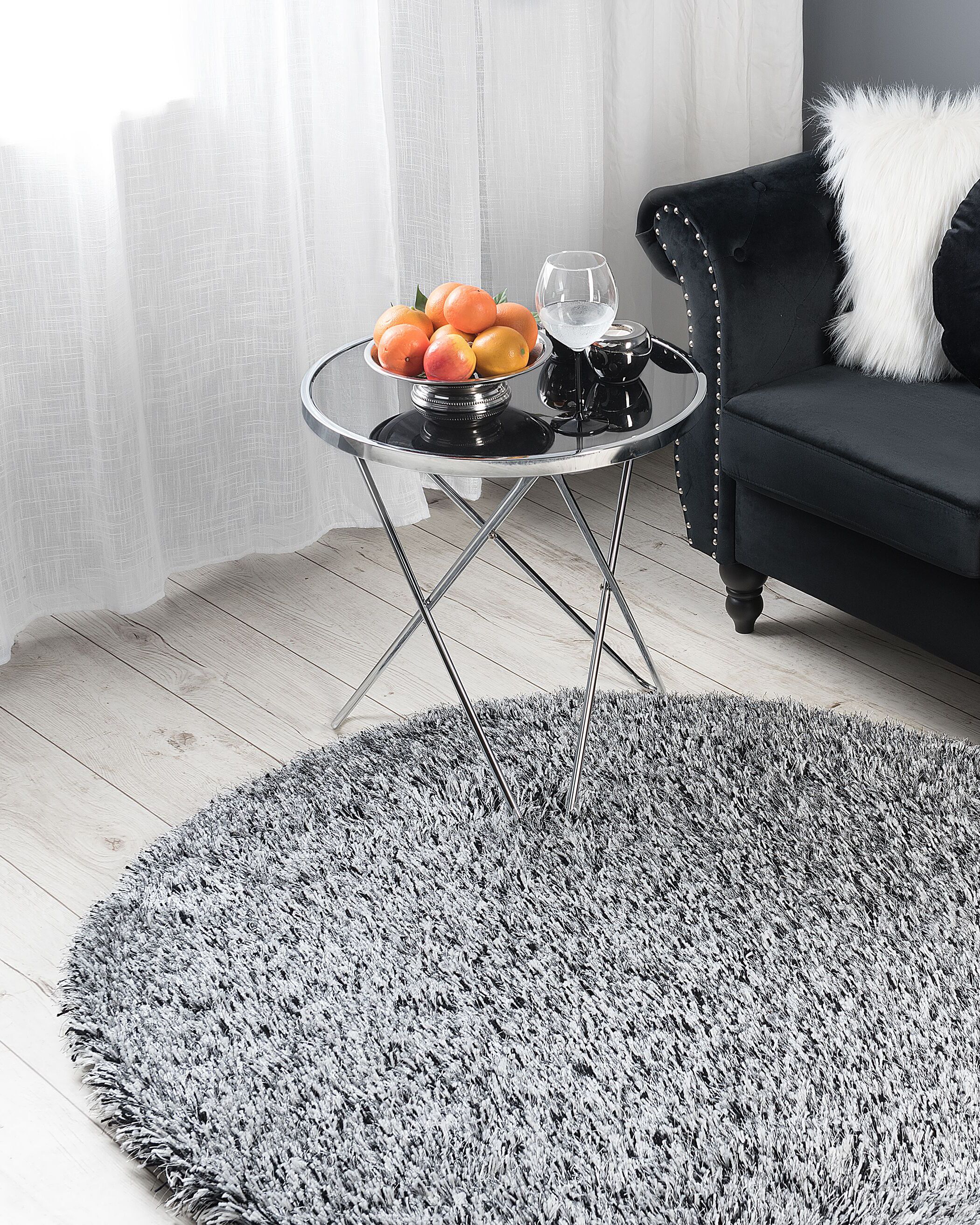 Shaggy Rug CIDE Black/ White ø 140 cm