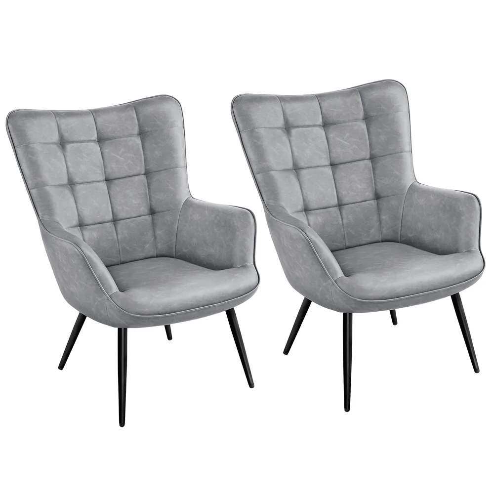 Alden Design Mid-Century Modern Faux Leather Wingback Accent Chair, Brown - Image 19