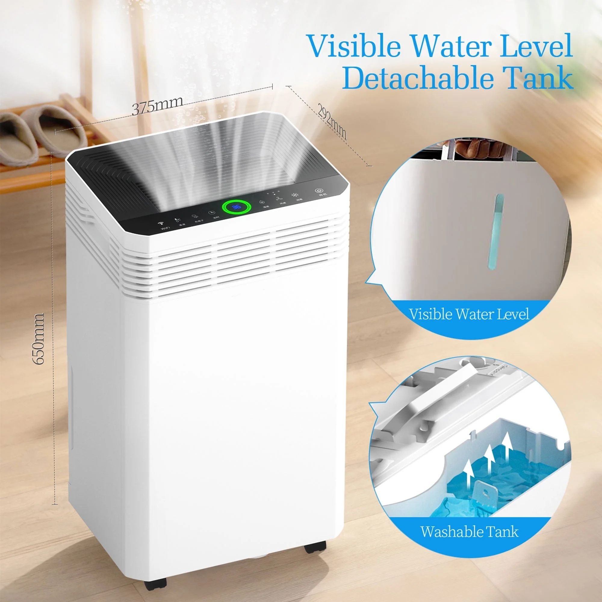 HUMSURE Dehumidifier 8,000 Sq Ft 90 Pint Commercial Home Dehumidifier with Pump, Basement High Capacity Dehumidifier with Drain Hose, Smart Humidity Control, Moisture Removal 120 Pints (95 