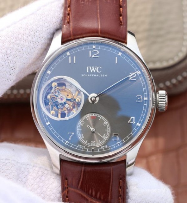 Replica IWC BM Portuguese Tourbillon Gray Dial Leather Strap - Top club