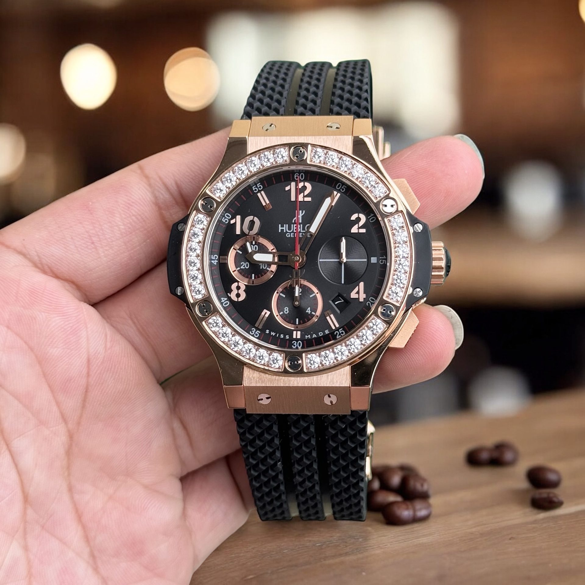 Hublot Replica 1:1 Watch Big Bang Chronograph King Gold Black Rubber Strap 44mm - Top club
