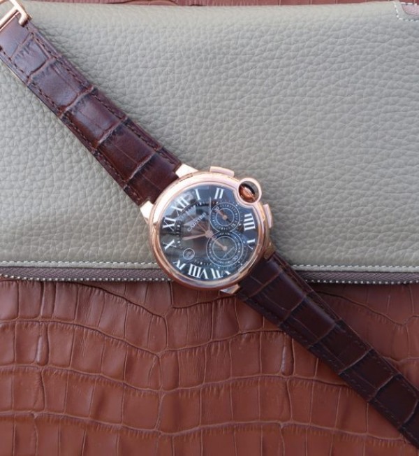 Replica Cartier Ballon Bleu De Cartier Chrono RG Black Dial A8101 - Top club