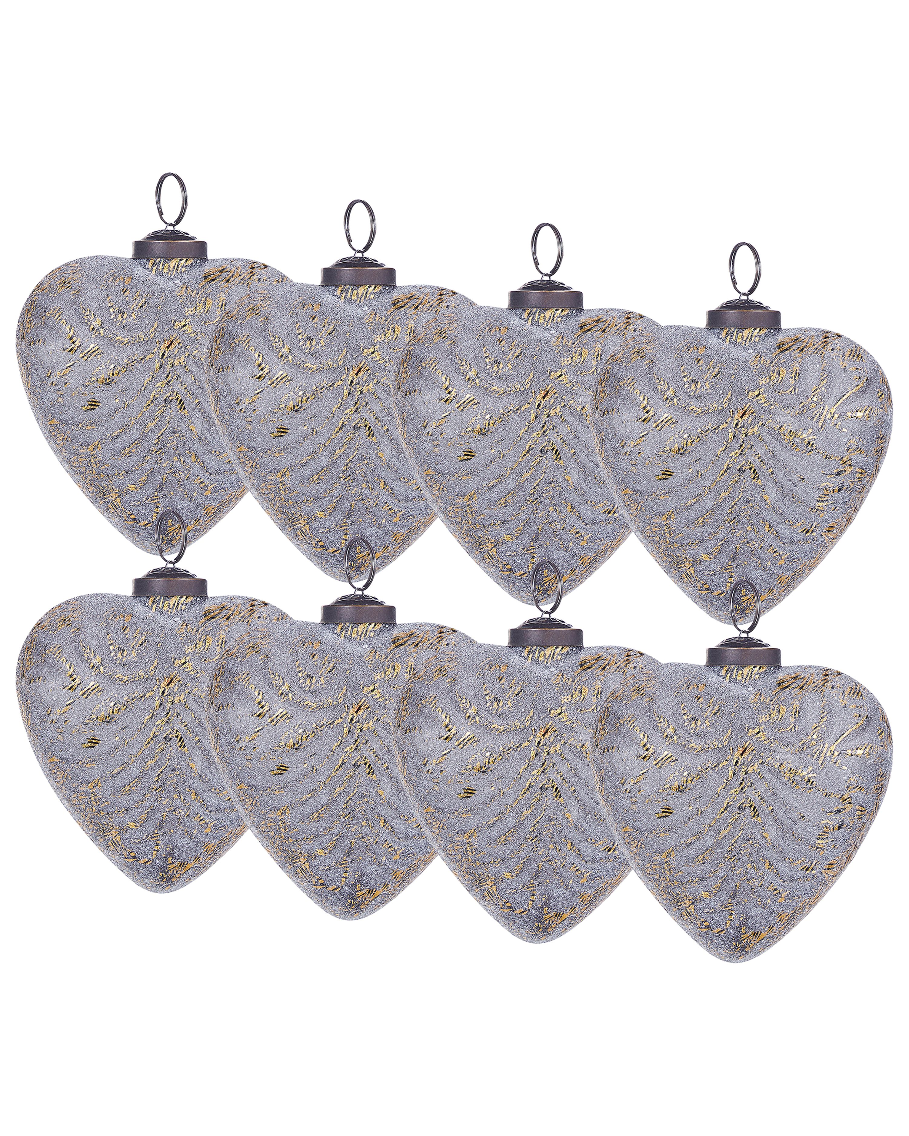 Set of 8 Baubles FERIABLE Glass Grey