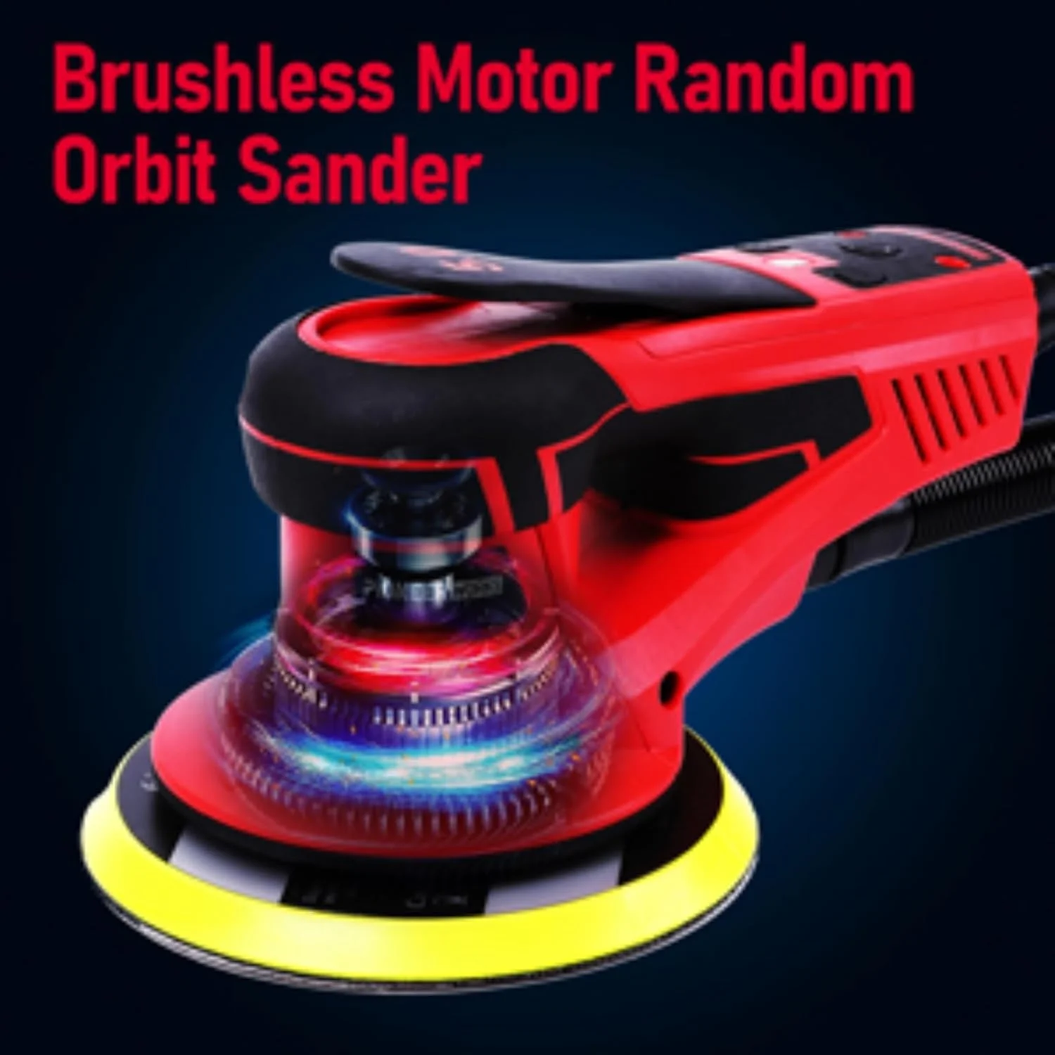 Electric Random Orbital Sander, Brushless Motor, Powerful 350W & Low Vibration Palm Sander, 10000 RPM Variable Speed, 6 - Inch for Woodworking, Polishing, Carpentry