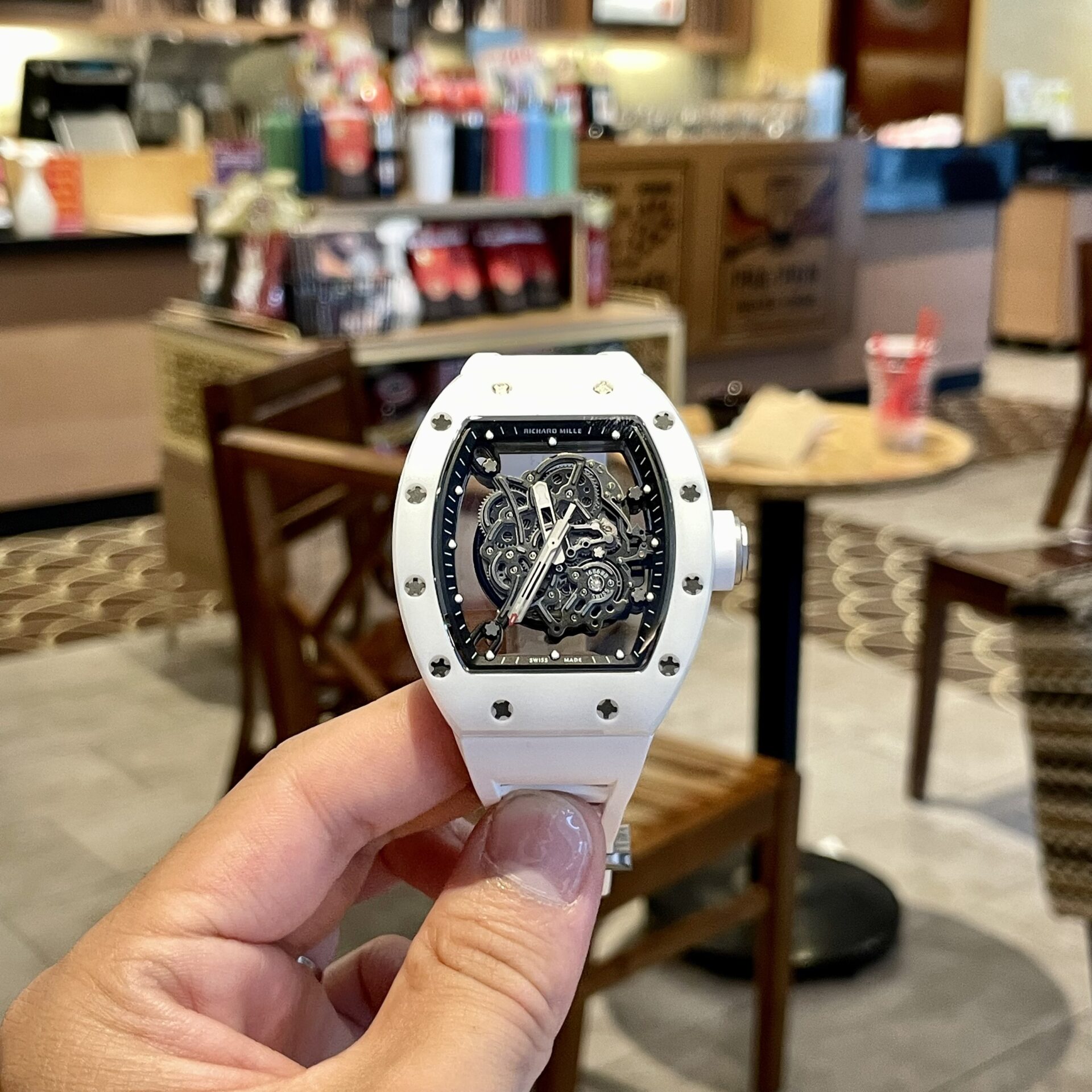 Richard Mille RM055 Best Replica Watch White Rubber Strap 45mm - Top club