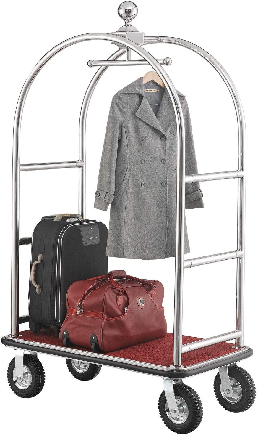Global Industrial Silver Stainless Steel Bellman Cart Curved Uprights 8