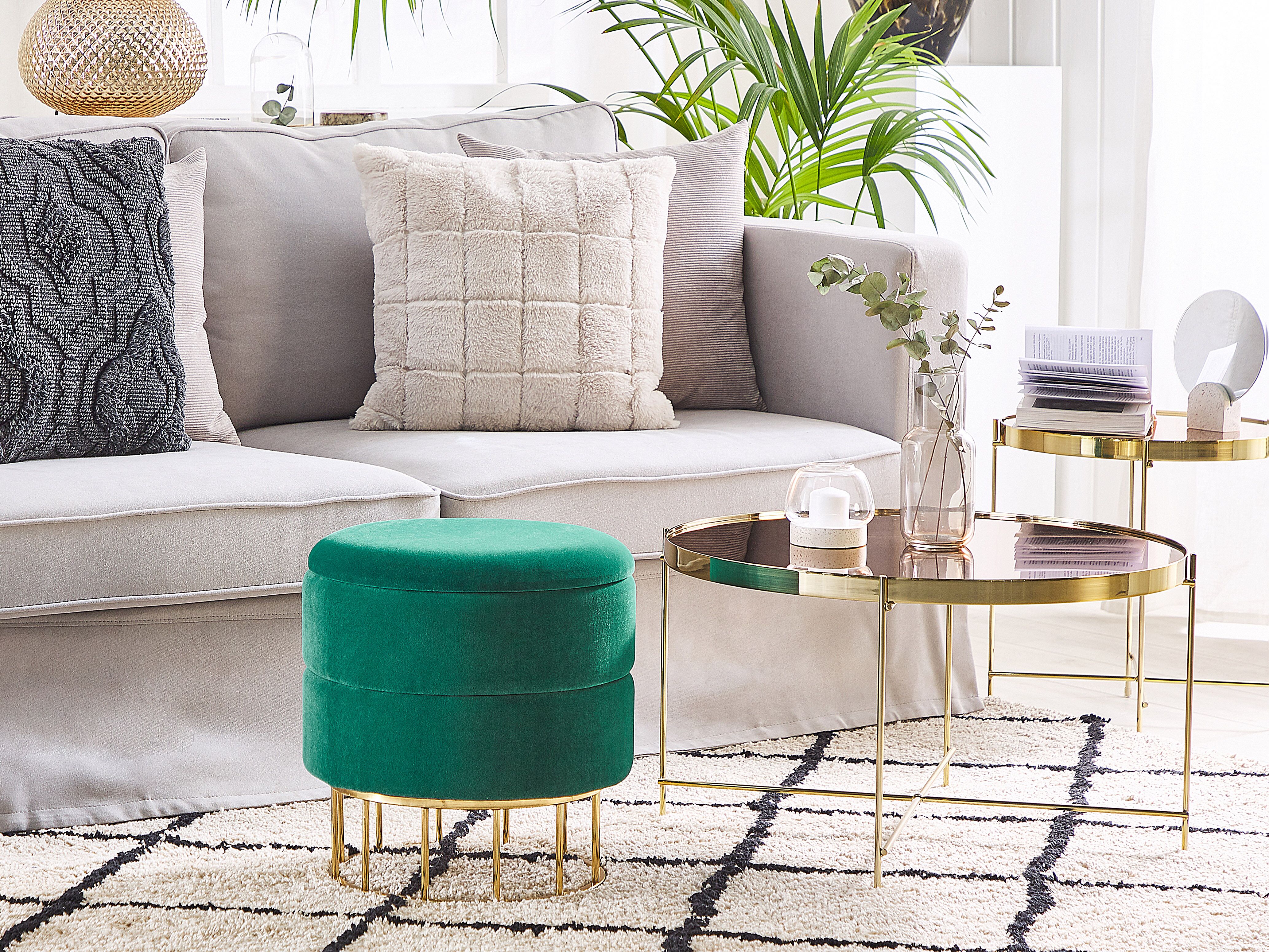Storage Pouffe ELGIN Velvet Dark Green
