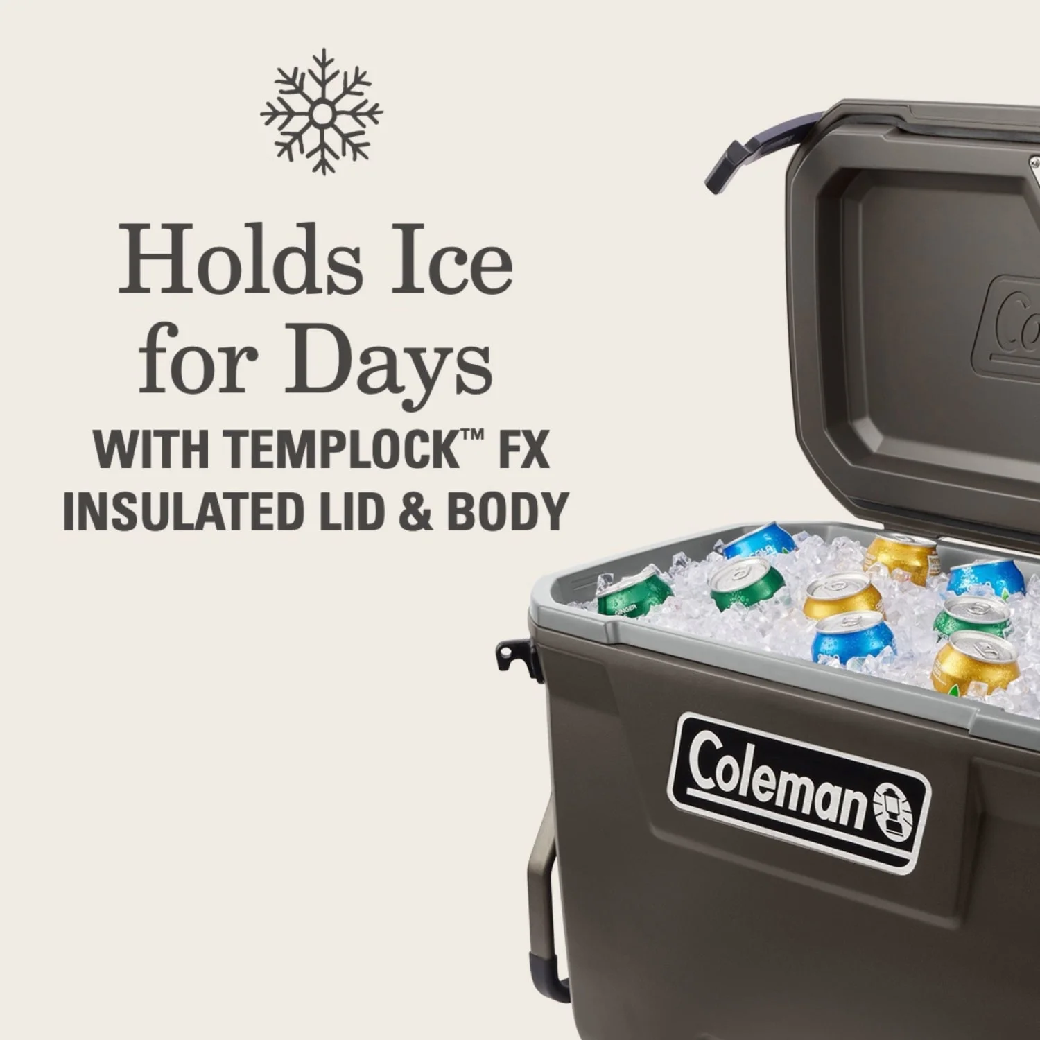 Coleman Convoy Series 65-Quart Hard Cooler with Wheels, up to 48 Cans, Brown Walnut Color - Image 4