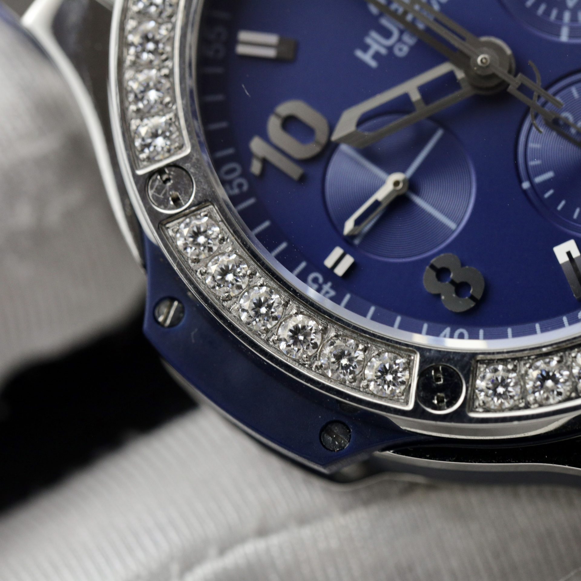 Hublot Fake Watch Big Bang Chronograph Blue Custom Moissanite Diamonds 44mm - Top club