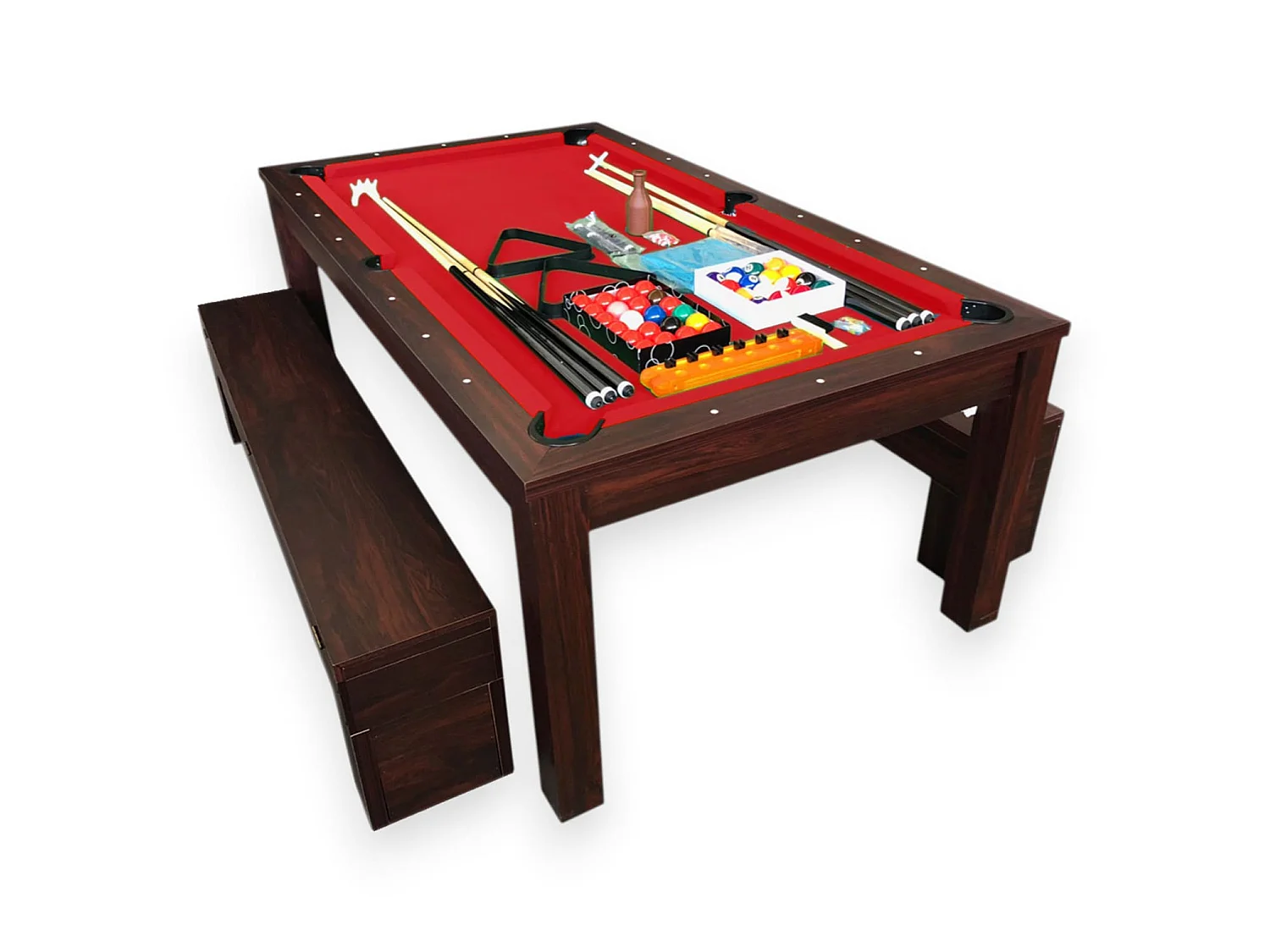Table de billard convertible 7 pieds avec bancs de rangement – Etna